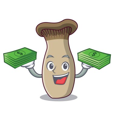 Para çantası king ile trompet mantar maskot çizgi film