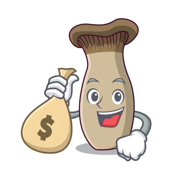 With money bag king trumpet mushroom character cartoon — Stock Vector