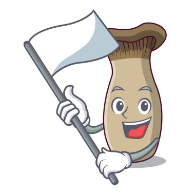 Bayrak king ile trompet mantar maskot çizgi film