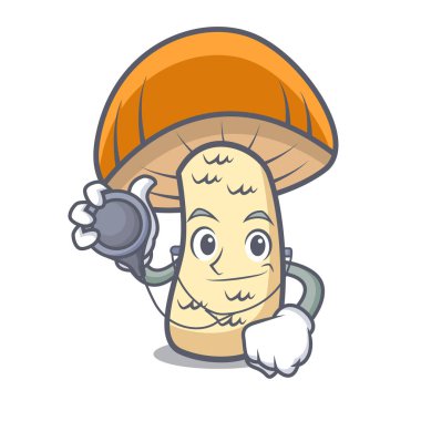 Doktor turuncu kap çörek mantar karakter karikatür