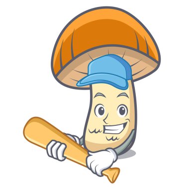 İskambil beyzbol turuncu kap çörek mantar karakter karikatür