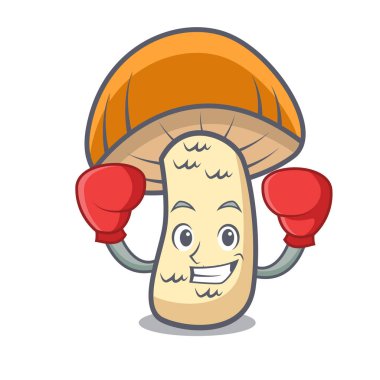 Boks turuncu kap çörek mantar karakter karikatür