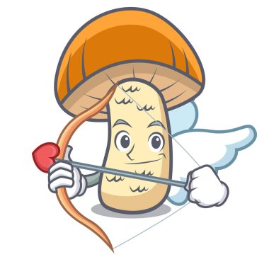 Aşk tanrısı turuncu kap çörek mantar karakter karikatür