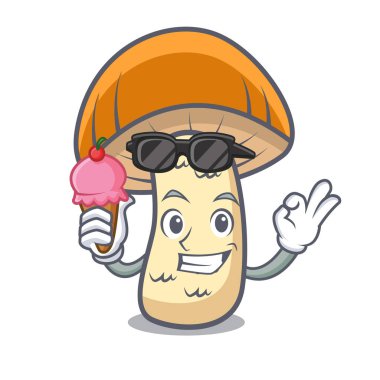 Dondurma turuncu kap çörek mantar karakter karikatür ile