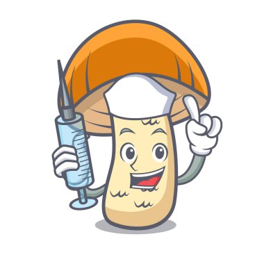 Hemşire turuncu kap çörek mantar karakter karikatür