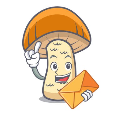 Zarf turuncu kap çörek mantar karakter karikatür ile