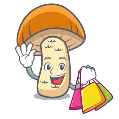 Turuncu kap çörek mantar karakter karikatür alışveriş