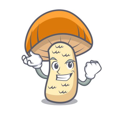 Başarılı turuncu kap çörek mantar karakter karikatür