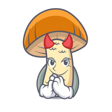 Şeytan turuncu kap çörek mantar maskot çizgi film