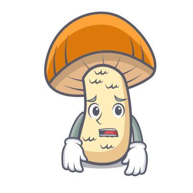 Korkarım turuncu kap çörek mantar maskot çizgi film