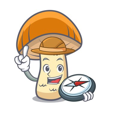 Explorer turuncu kap çörek mantar maskot çizgi film
