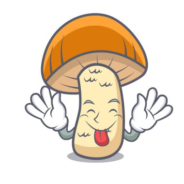 Turuncu kap çörek mantar maskot karikatür dil