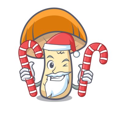 Santa şeker turuncu kap çörek mantar maskot karikatür ile