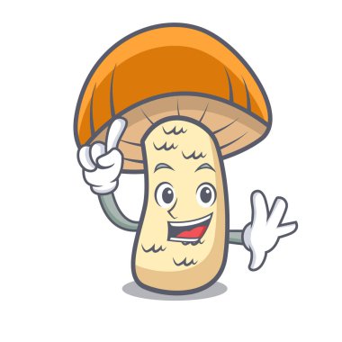 Parmak turuncu kap çörek mantar maskot çizgi film