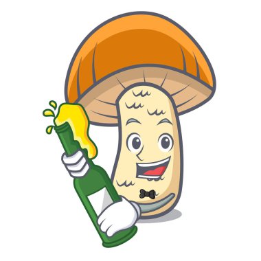 Bira turuncu kap çörek mantar maskot karikatür ile