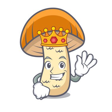 Kral turuncu kap çörek mantar maskot çizgi film