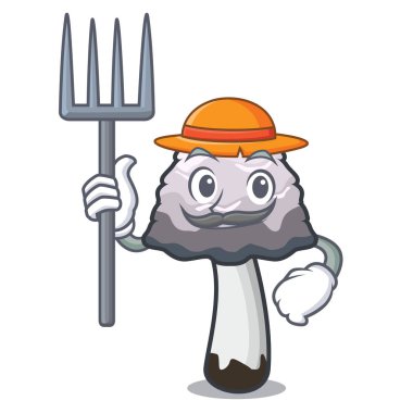 Çiftçi shaggy yele mantar karakter karikatür