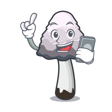 Telefon shaggy yele mantar karakter karikatür ile