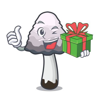 Hediye shaggy yele mantar maskot karikatür ile