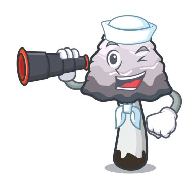 Denizci dürbün shaggy yele mantar maskot karikatür ile