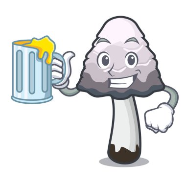 Suyu shaggy yele mantar maskot karikatür ile