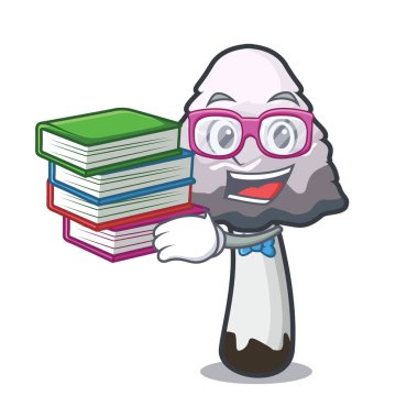 Öğrenci kitap shaggy yele mantar maskot karikatür ile