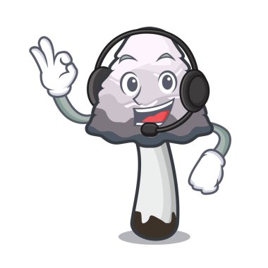 Kulaklık shaggy yele mantar maskot karikatür ile