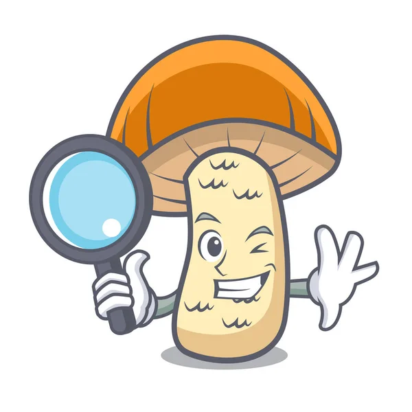 Detective laranja boné boleto cogumelo personagem desenhos animados —  Vetores de Stock