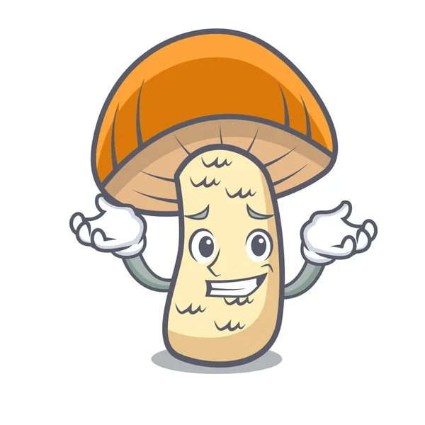 Sonriendo naranja gorra boletus seta carácter dibujos animados — Vector de stock