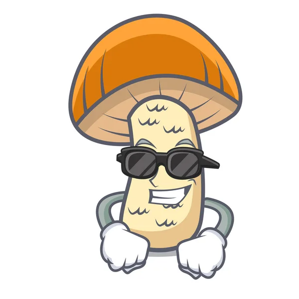 Super fresco naranja gorra boletus carácter de la seta de dibujos animados — Vector de stock