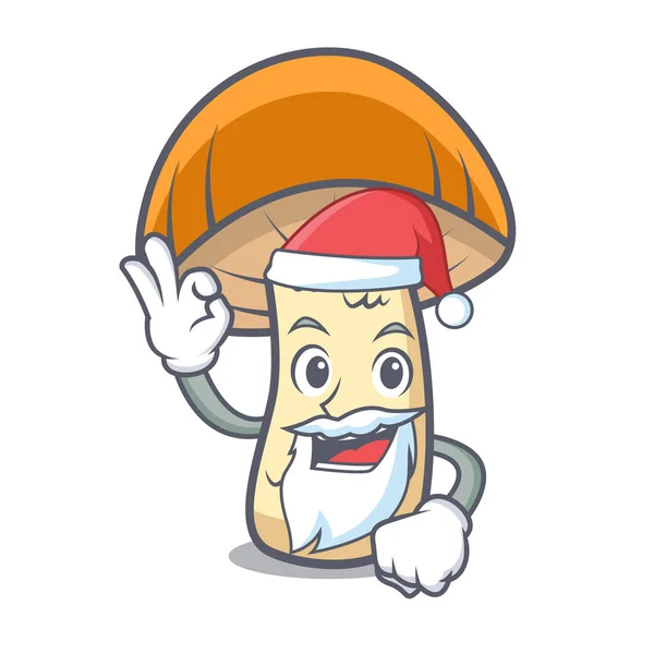 Santa orange cap boletus mushroom mascot cartoon — Stock Vector