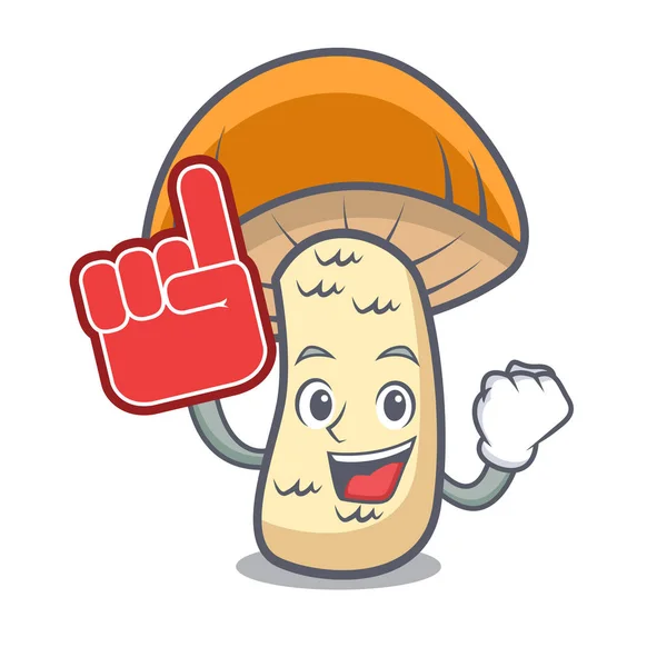 Foam finger cap orange boletus mushroom mascot cartoon - Stok Vektor
