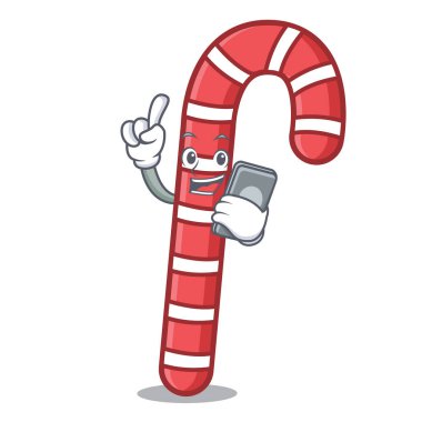 İle telefon şekerler karakter karikatür vektör çizim