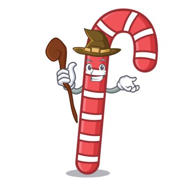 Cadı şeker köpekler maskot karikatür vektör çizim