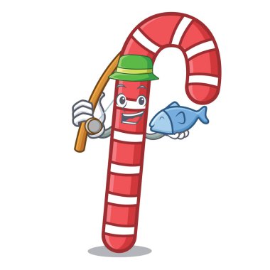 Maskot karikatür vektör çizim balıkçılık şeker köpekler