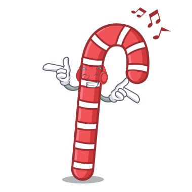 Dinleme müzik şeker köpekler maskot karikatür vektör çizim