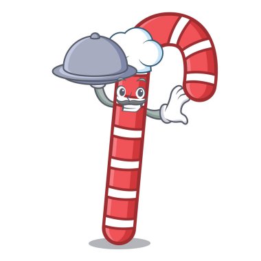 Şef gıda şeker ile maskot karikatür vektör çizim köpekler