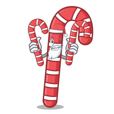 Şeker şeker ile Santa maskot karikatür vektör çizim köpekler