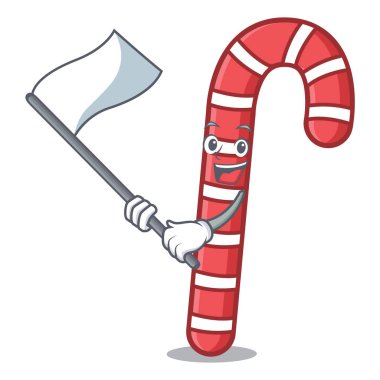 Bayrak şeker köpekler maskot karikatür vektör çizim ile