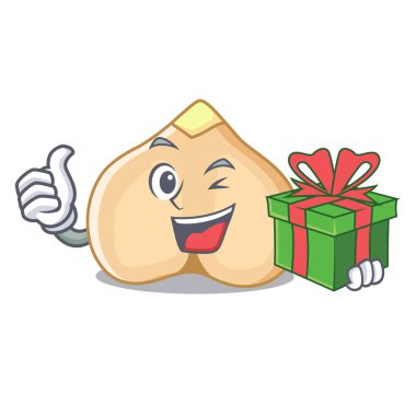 Hediye nohut maskot karikatür tarzı vektör çizim ile