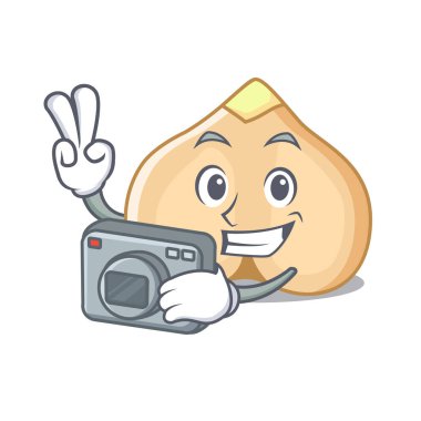 Fotoğrafçı nohut maskot karikatür tarzı vektör çizim