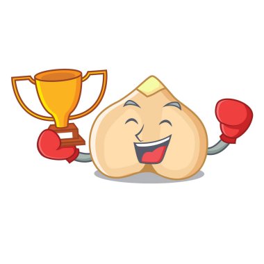 Boks şampiyonu nohut maskot karikatür tarzı vektör çizim