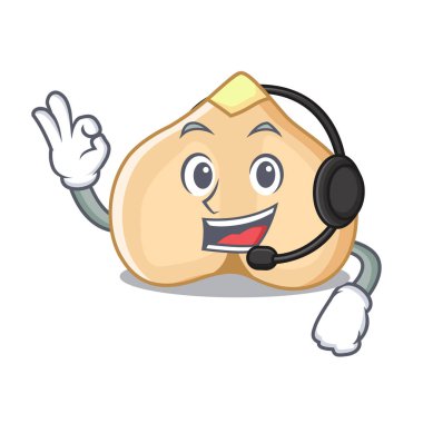 Kulaklık nohut maskot karikatür tarzı vektör çizim ile