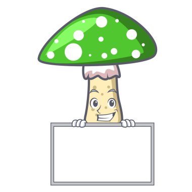 Yönetim Kurulu yeşil amanita mantar karakter karikatür vektör çizim ile sırıtarak