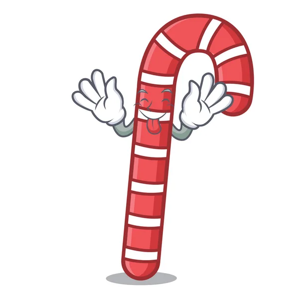 Tong Uit Candy Canes Mascotte Cartoon Vectorillustratie — Stockvector