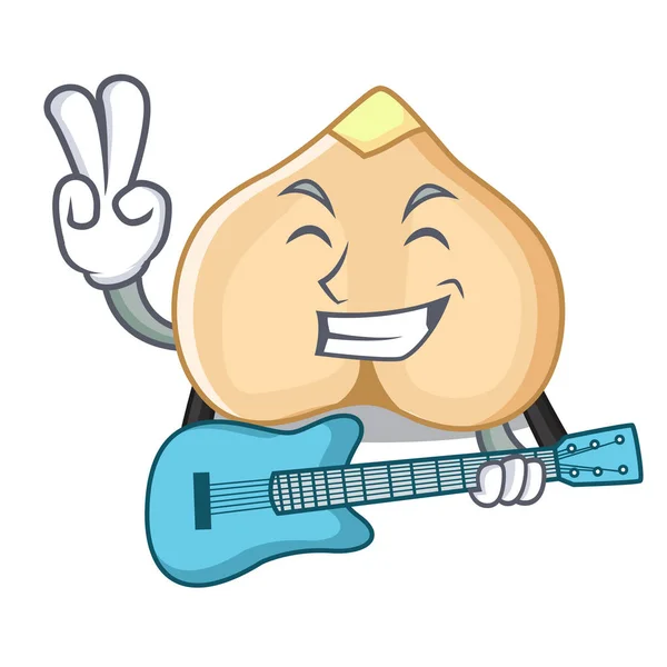 Con Mascota Garbanzos Guitarra Dibujo Animado Estilo Vector Ilustración — Vector de stock