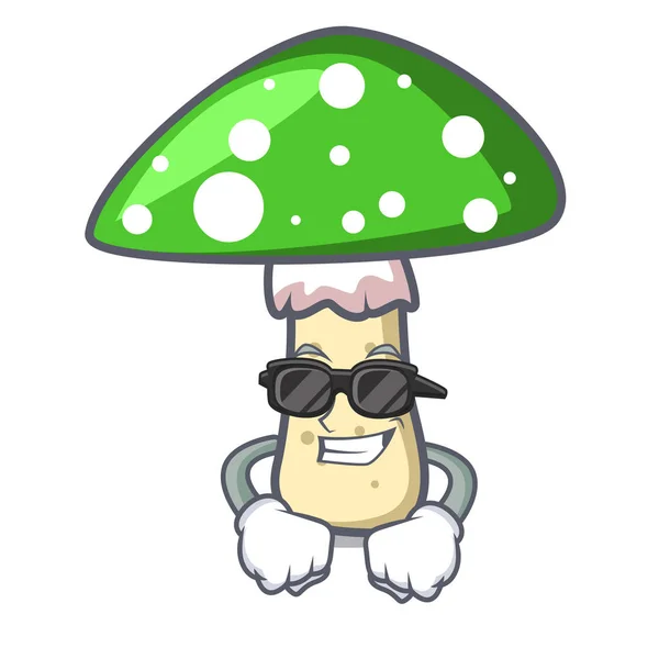 Super Fresco Amanita Verde Carácter Seta Ilustración Vector Dibujos Animados — Vector de stock