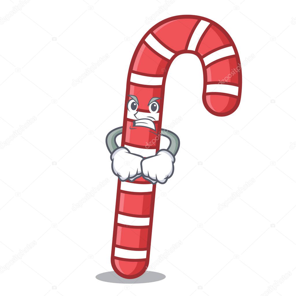 Angry candy canes mascot cartoon vector illustration