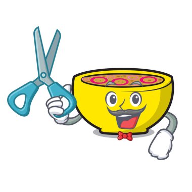 Çorba Birliği karakter karikatür vektör çizim berber