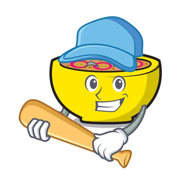Jouer Baseball Soupe Union Personnage Dessin Animé Vecteur Illustration — Image vectorielle